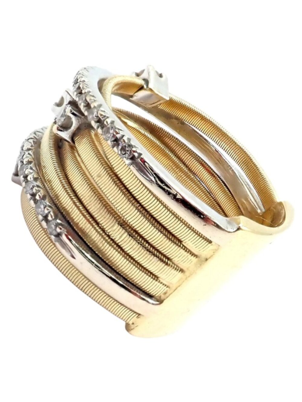 Authentic! Marco Bicego 18k Yellow White Gold Diamond 7 Row Goa Ring sz 6.5 - Picture 9 of 14